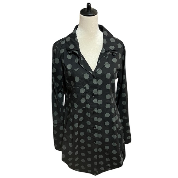 Comfy USA Black Polka Dot Long Sleeves Dress Balloon Hem Midi Lagenlook Artsy - Picture 1 of 3